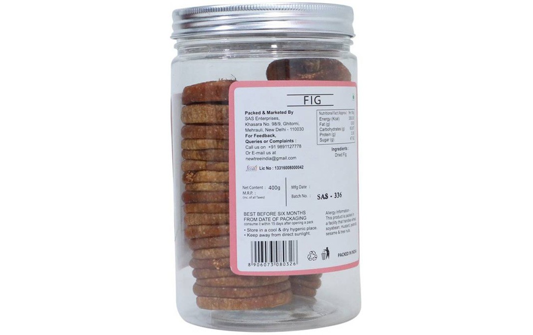 New Tree Fig Premium Dry Fruits   Glass Jar  400 grams